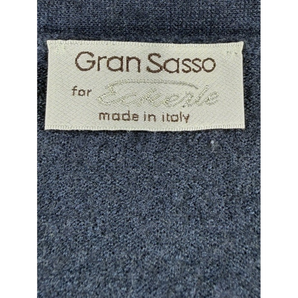 Gran Sasso Italy 100 Virgin Wool Cardigan Sweater Blue V-Neck Button Fits Like S - Picture 2 of 6